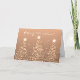 Cartes Pour Fêtes Annuelles Joyeux Noël Élégant Arbres Étincelants Cuivre 