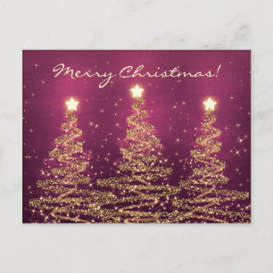 Cartes Pour Fêtes Annuelles Joyeux Noël Élégant Arbres pétillants Rose
