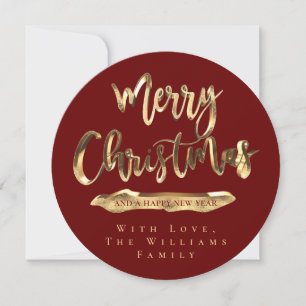Cartes Pour Fêtes Annuelles Joyeux Noël Elégant Bourgogne Rouge et Or Chic