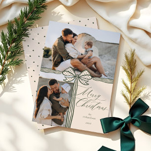 Cartes Pour Fêtes Annuelles Joyeux Noël Elegant Bow & Ribbon Photo Collage