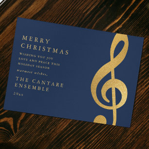 Cartes Pour Fêtes Annuelles Joyeux Noël élégant clé de sol en or Non Photo
