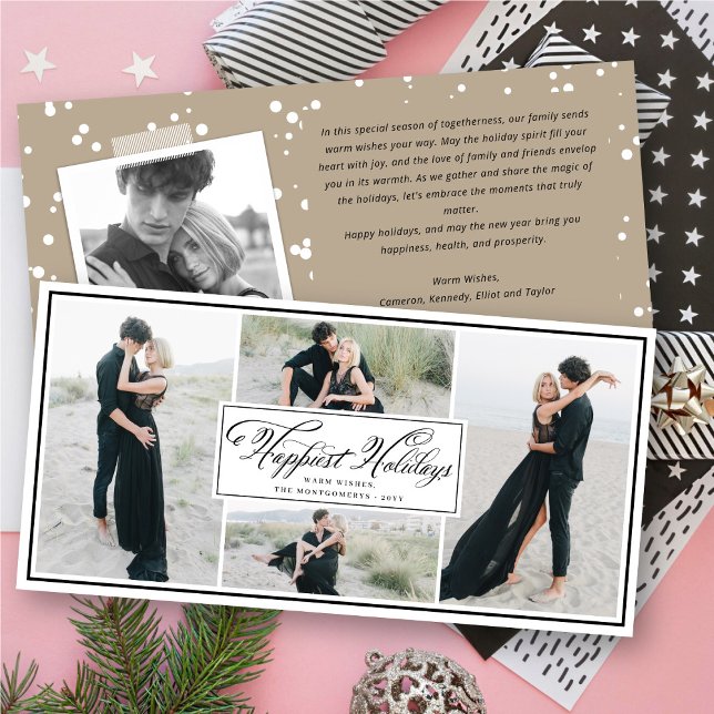 Cartes Pour Fêtes Annuelles Joyeux Noël élégant écriture fantaisie 4 Photo (Créateur téléchargé)