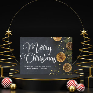 Cartes Pour Fêtes Annuelles Joyeux Noël Élégant Entreprise Noir Or