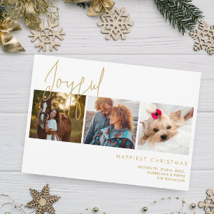 Cartes Pour Fêtes Annuelles Joyeux Noël Elégant Fake Gold Effect 3 Photos