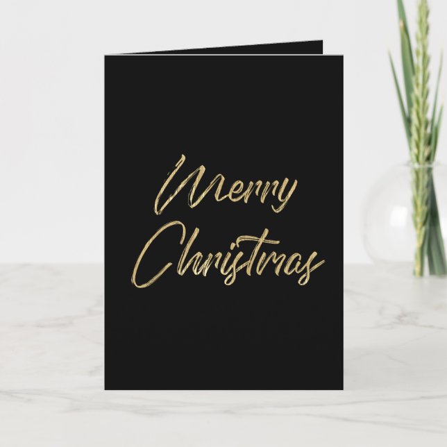 Cartes Pour Fêtes Annuelles Joyeux Noël Elegant Faux Gold Foil et Noir (Devant)