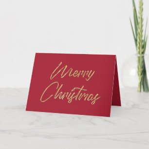 Cartes Pour Fêtes Annuelles Joyeux Noël Elégant Faux Gold Foil et Rouge