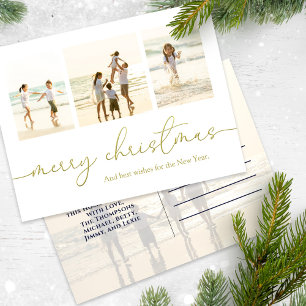 Cartes Pour Fêtes Annuelles Joyeux Noël Elegant Gold Calligraphie 4 Photo