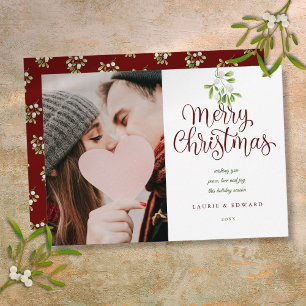 Cartes Pour Fêtes Annuelles Joyeux Noël Elegant Mistletoe Couples Photo
