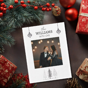 Cartes Pour Fêtes Annuelles Joyeux Noël Élégant Moderne Photo & Flocons de Nei
