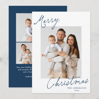 Cartes Pour Fêtes Annuelles Joyeux Noël Élégant Photo de Script Bourgogne