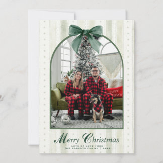 Cartes Pour Fêtes Annuelles Joyeux Noël Élégant Ruban Vert