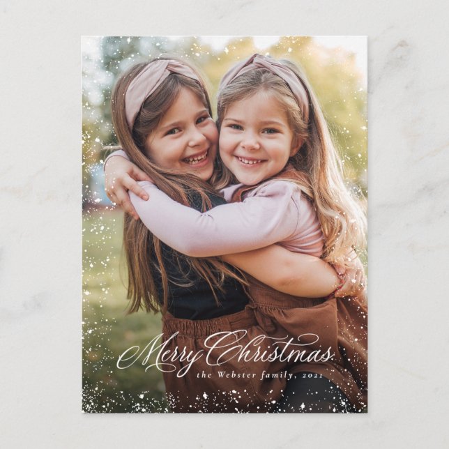 Cartes Pour Fêtes Annuelles Joyeux Noël élégant script classique une photo (Devant)