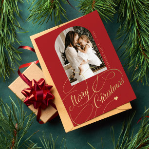 Cartes Pour Fêtes Annuelles Joyeux Noël élégant script photo de famille