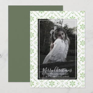 Cartes Pour Fêtes Annuelles Joyeux Noël Élégant Script Photo Snowflake