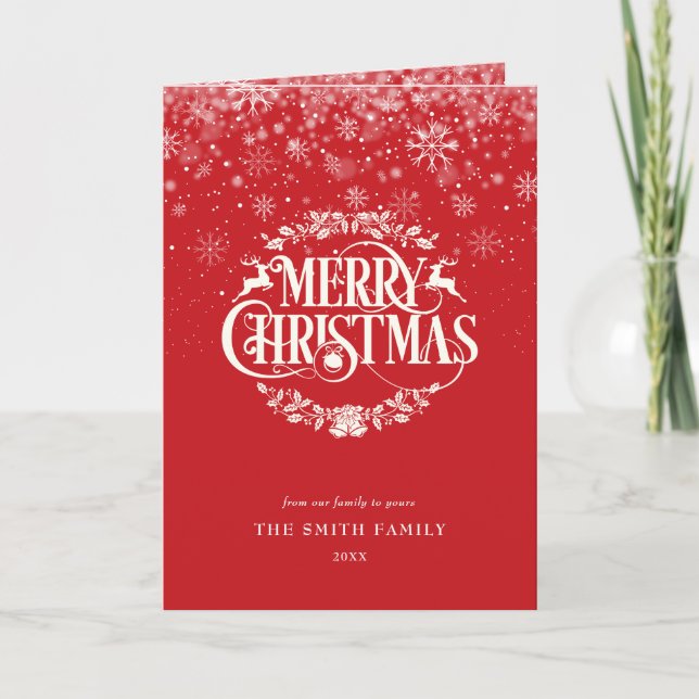 Cartes Pour Fêtes Annuelles Joyeux Noël Élégant Simple Snowflakes Moderne (Devant)