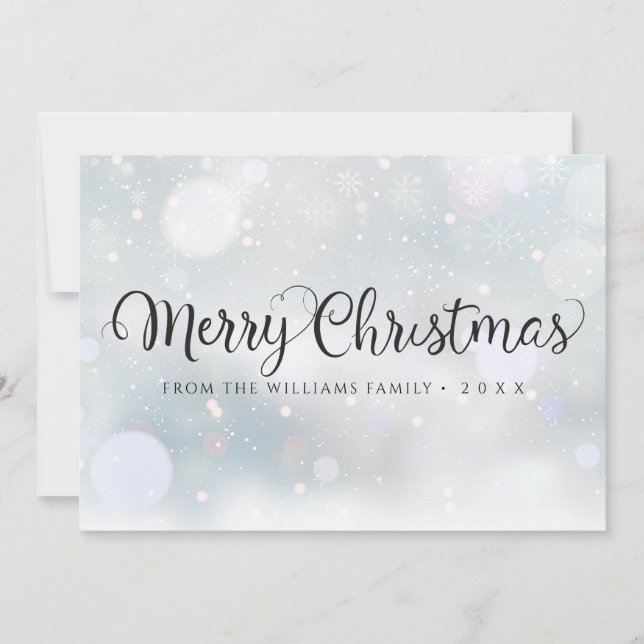 Cartes Pour Fêtes Annuelles Joyeux Noël Élégant Snowflakes Script (Devant)