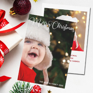 Cartes Pour Fêtes Annuelles Joyeux Noël Elégante Typographie Blanche Photo