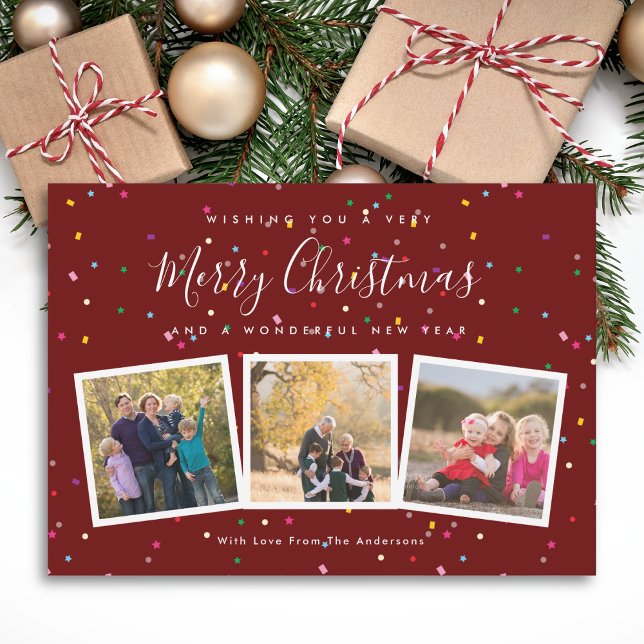 Cartes Pour Fêtes Annuelles Joyeux Noël Élégante Typographie Famille Photo (Créateur téléchargé)
