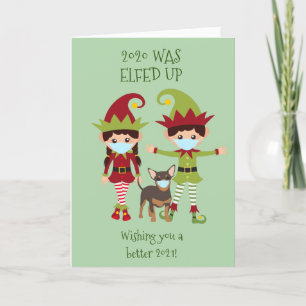 Cartes Pour Fêtes Annuelles Joyeux Noël Elfed Up Funny Visage Masque 2020
