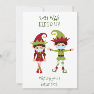 Cartes Pour Fêtes Annuelles Joyeux Noël Elfed Up Funny Visage Masque 2021