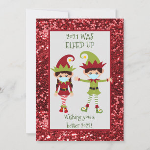 Cartes Pour Fêtes Annuelles Joyeux Noël Elfed Up Funny Visage Masque 2021