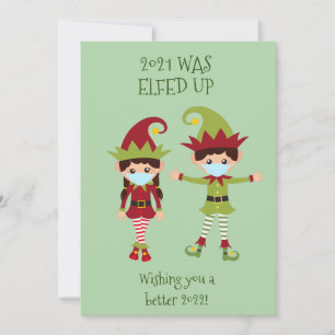 Cartes Pour Fêtes Annuelles Joyeux Noël Elfed Up Funny Visage Masque 2021