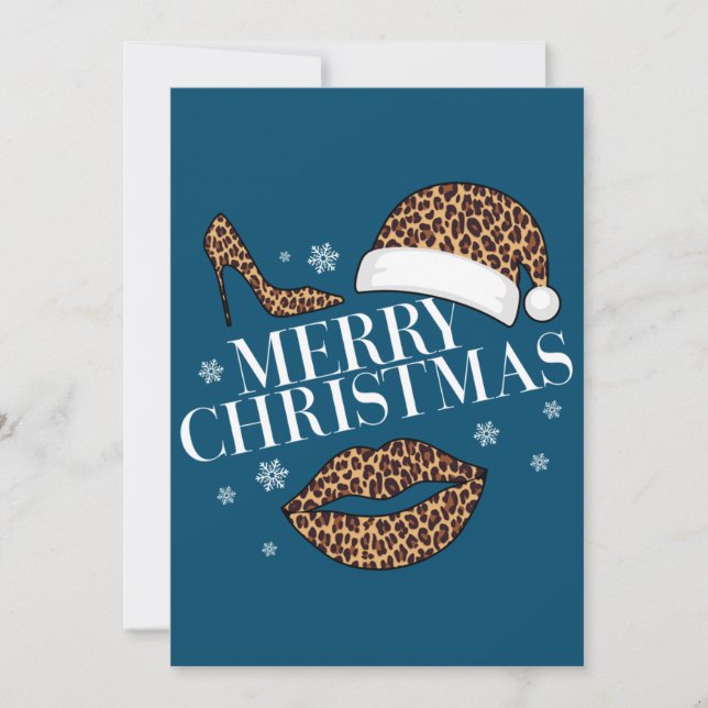 Cartes Pour Fêtes Annuelles Joyeux Noël empreinte de léopard femmes (Devant)