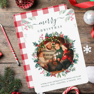 Cartes Pour Fêtes Annuelles Joyeux Noël en famille photo botanique