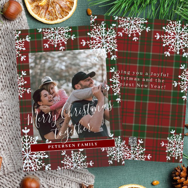 Cartes Pour Fêtes Annuelles Joyeux Noël en famille rustique ensemble à carreau (Créateur téléchargé)