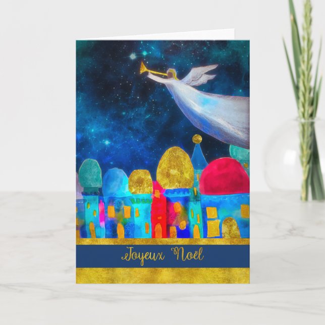 Cartes Pour Fêtes Annuelles Joyeux Noël en français, Joyeux Noël, Angel (Devant)