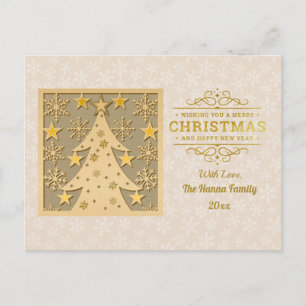 Cartes Pour Fêtes Annuelles Joyeux Noël en or & Bonne Année & Flocon de neige