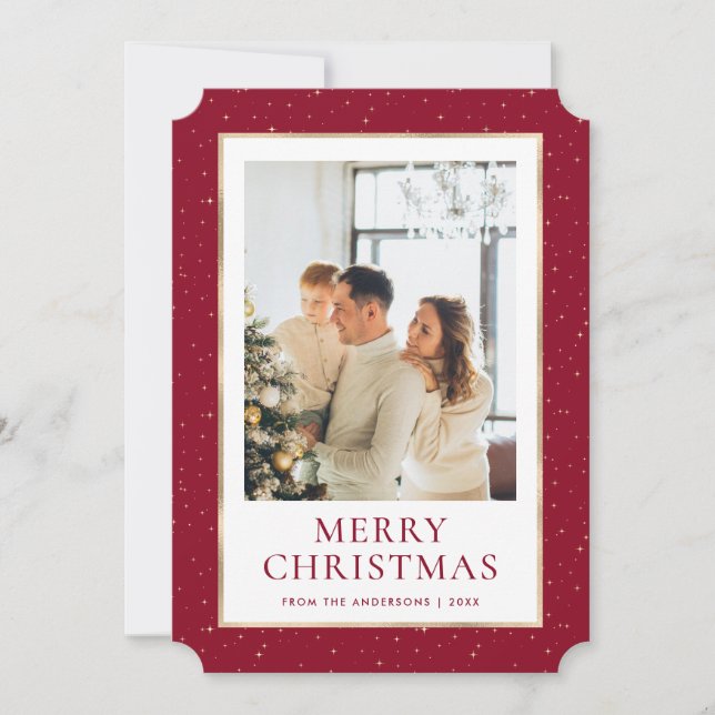 Cartes Pour Fêtes Annuelles Joyeux Noël en or rouge (Devant)