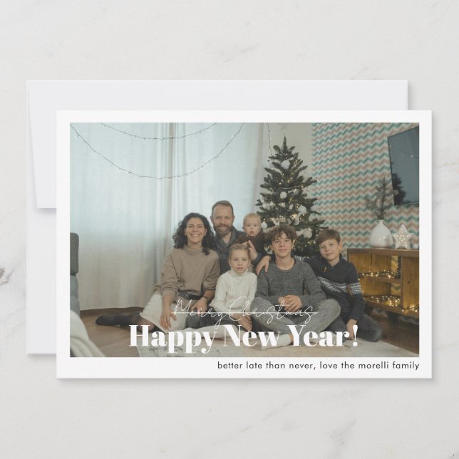 Cartes Pour Fêtes Annuelles Joyeux Noël en retard, Bonne Année 1 Photo (Devant)