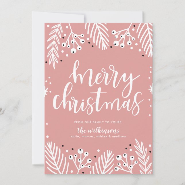 Cartes Pour Fêtes Annuelles Joyeux Noël en rose (Devant)