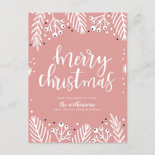 Cartes Pour Fêtes Annuelles Joyeux Noël en rose (Devant)