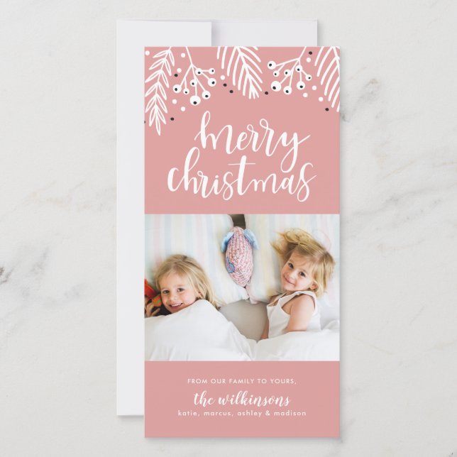 Cartes Pour Fêtes Annuelles Joyeux Noël en rose (Devant)