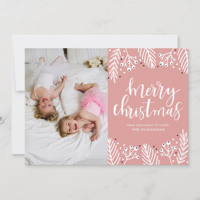Cartes Pour Fêtes Annuelles Joyeux Noël en rose (Devant)