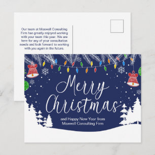 Cartes Pour Fêtes Annuelles Joyeux Noël Entreprise Personnalisé Festif Bleu