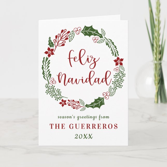 Cartes Pour Fêtes Annuelles Joyeux Noël espagnol, Feliz Navidad, Custom (Devant)