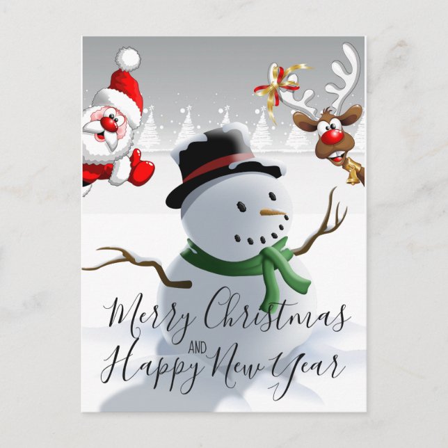 Cartes Pour Fêtes Annuelles Joyeux Noël et Bonne Année (Devant)