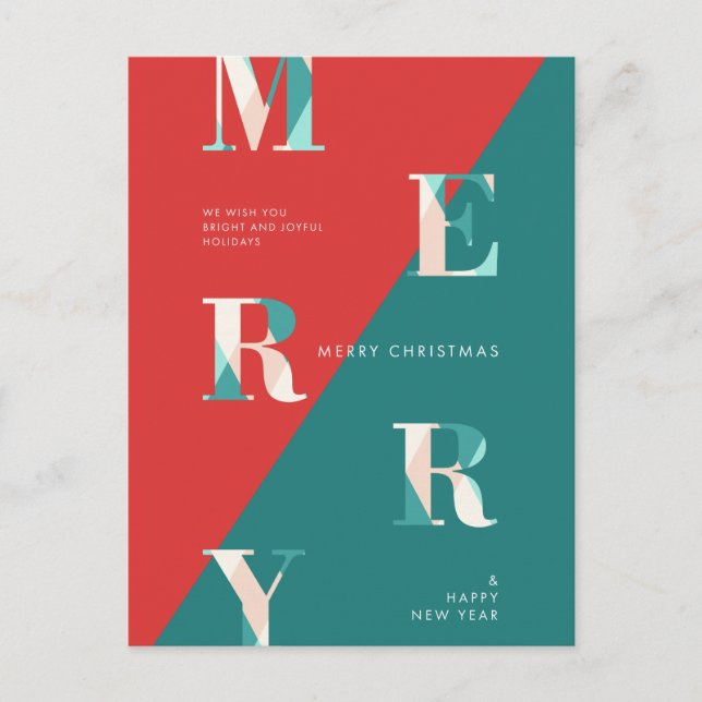 Cartes Pour Fêtes Annuelles Joyeux Noël et Bonne Année Géométrique moderne (Devant)