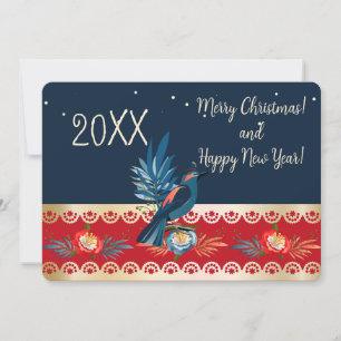 Cartes Pour Fêtes Annuelles Joyeux Noël et Bonne Année ! Oiseau bleu 2025