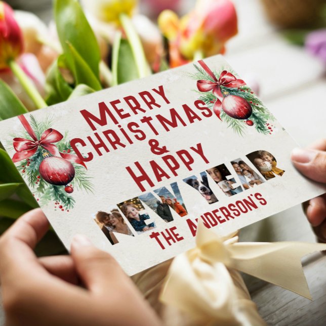 Cartes Pour Fêtes Annuelles Joyeux Noël Et Bonne Année Photo Collage (Créateur téléchargé)