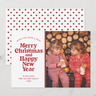 Cartes Pour Fêtes Annuelles Joyeux Noël et Bonne Année Photo Rouge