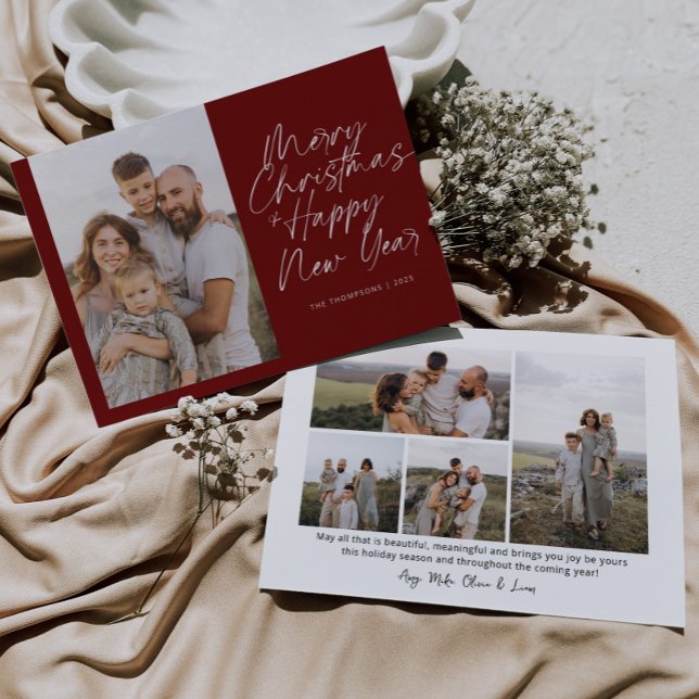 Cartes Pour Fêtes Annuelles Joyeux Noël et Bonne Année Script moderne (Créateur téléchargé)