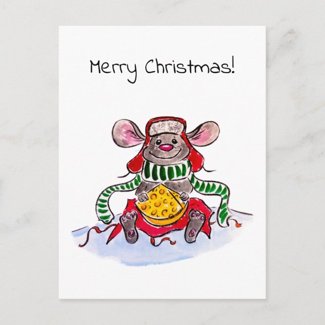 Cartes Pour Fêtes Annuelles Joyeux Noël et Bonne Souris au Fromage du Nouvel A (Devant)