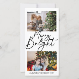 Cartes Pour Fêtes Annuelles Joyeux Noël et brillant Moderne 2 Photo Collage