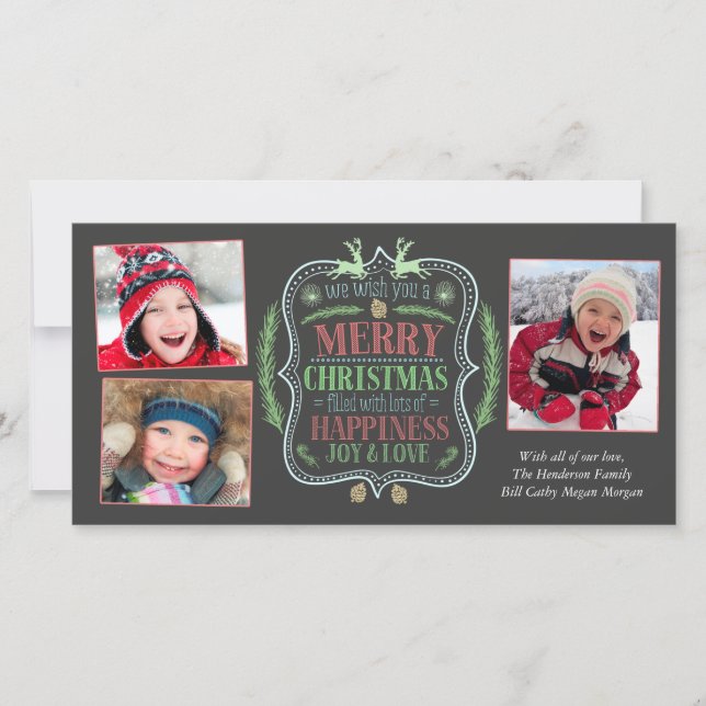 Cartes Pour Fêtes Annuelles Joyeux Noël et joie (Devant)