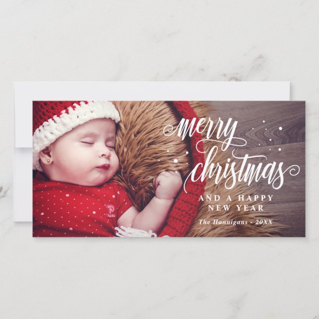 Cartes Pour Fêtes Annuelles Joyeux Noël et joyeuse calligraphie du Nouvel An (Devant)
