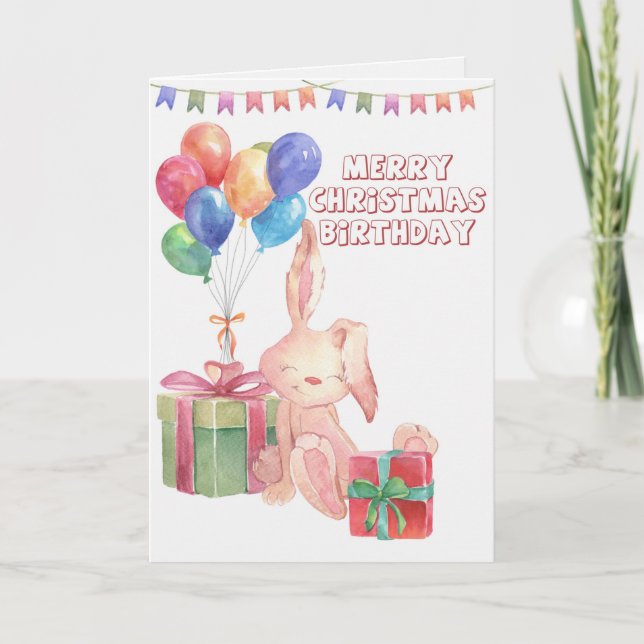 Cartes Pour Fêtes Annuelles Joyeux Noël et Joyeux cadeau d'anniversaire Ballon (Devant)